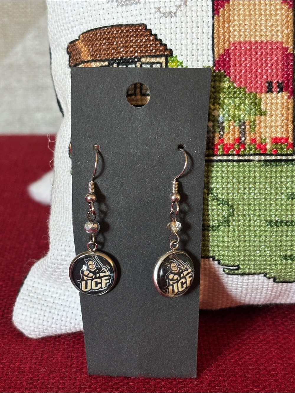 UCF Knights Logo Dangle Earrings - Black & Gold. NWOT